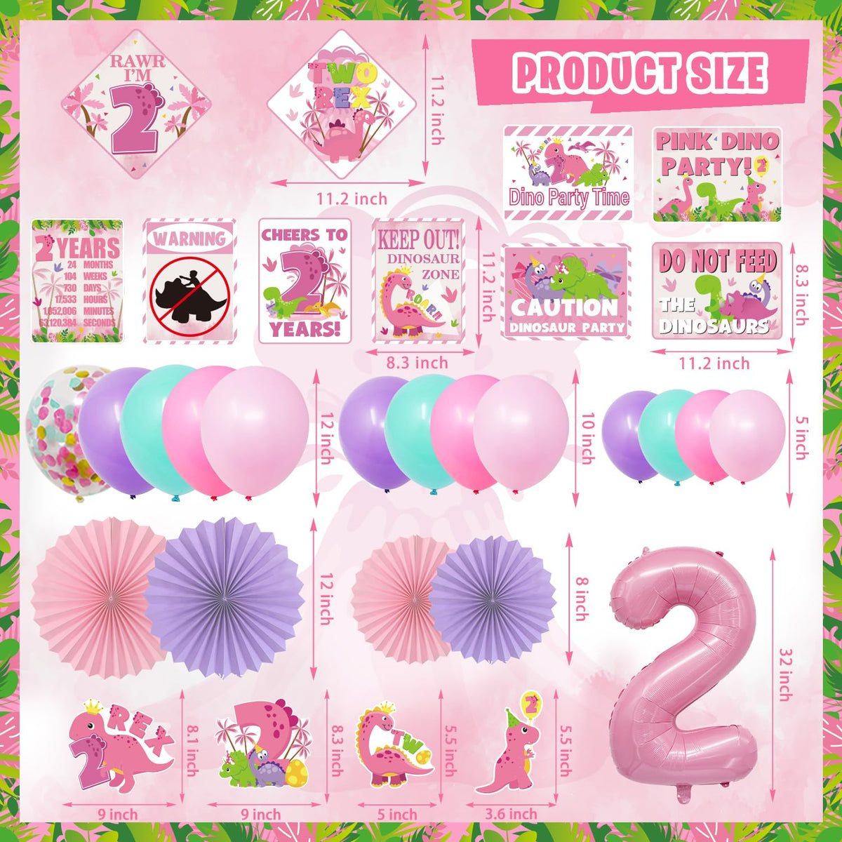 FrozzlyFun pink dinosaur temporary tattoos for kids' party keepsakes