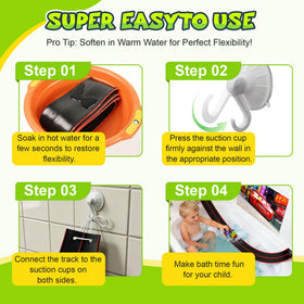 FRTUI industrial-strength suction cups hold the track firmly on tiles.