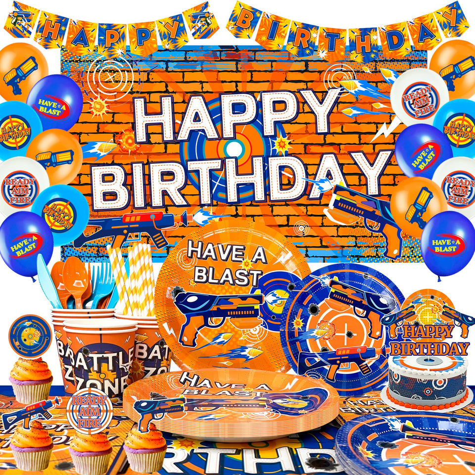 Fruitful Jewelry Dart War banner adds bold party theme for photos