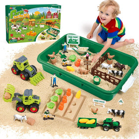 FRUSE play sand farm toys create a vibrant farm scene for creative indoor play.