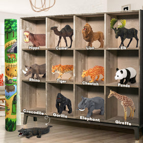 FRUSE elephant figurine adds lifelike presence for interactive learning.
