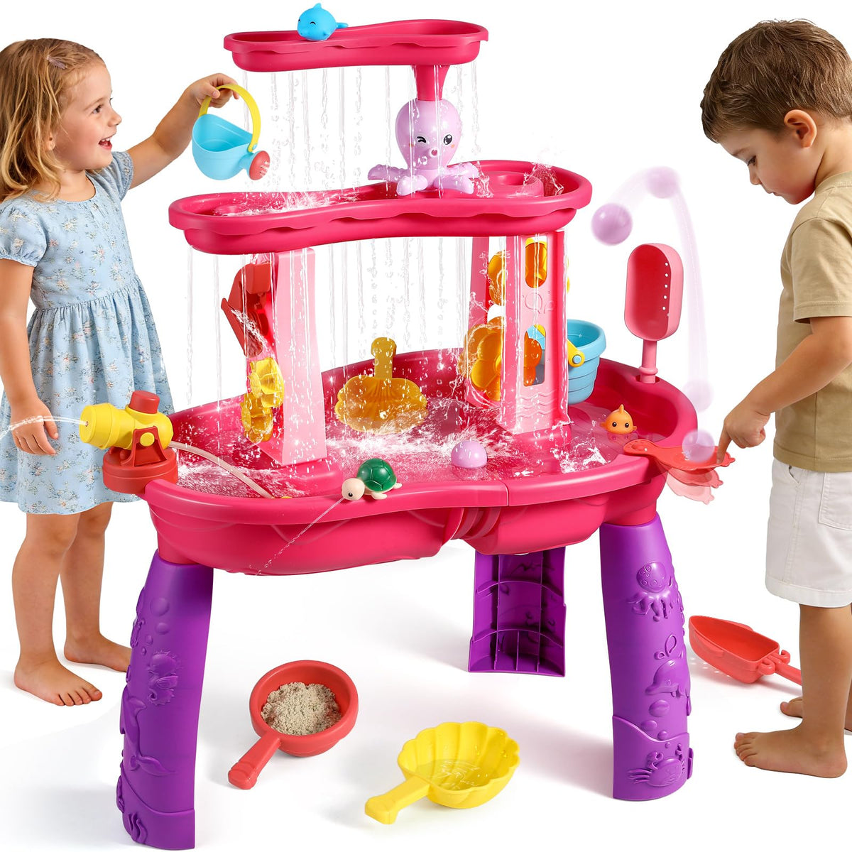 FRUSE water table with three tiers creating a cascading waterfall for toddlers