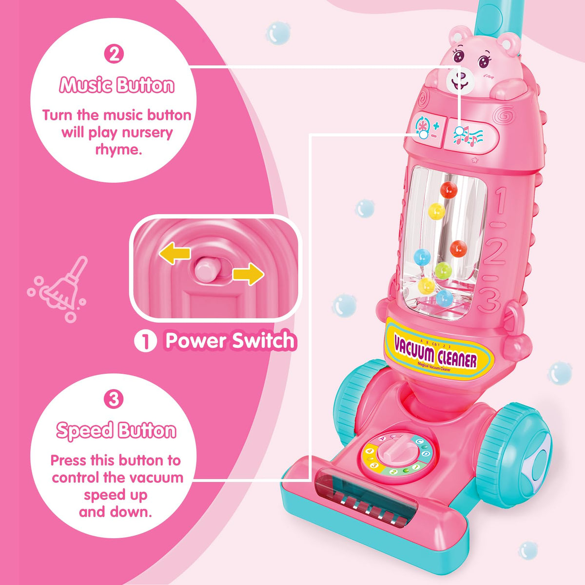 FS vacuum toy tilting design helps tiny hands learn body awareness during play.