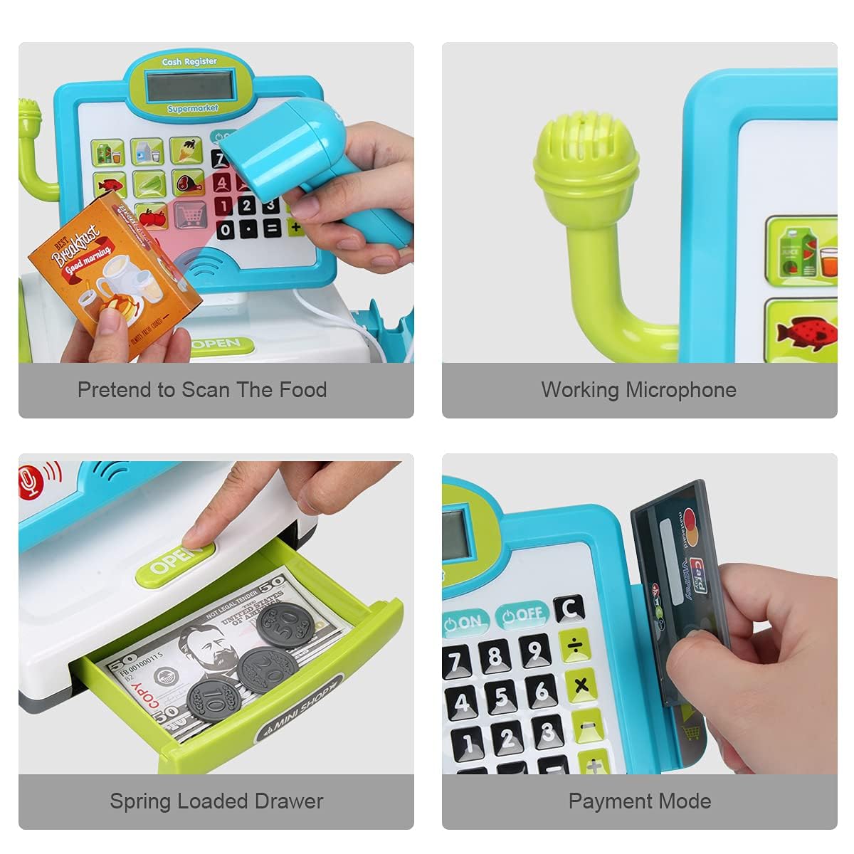 FS Pretend Play Cash Register Scanner simulates price scanning for realistic checkout