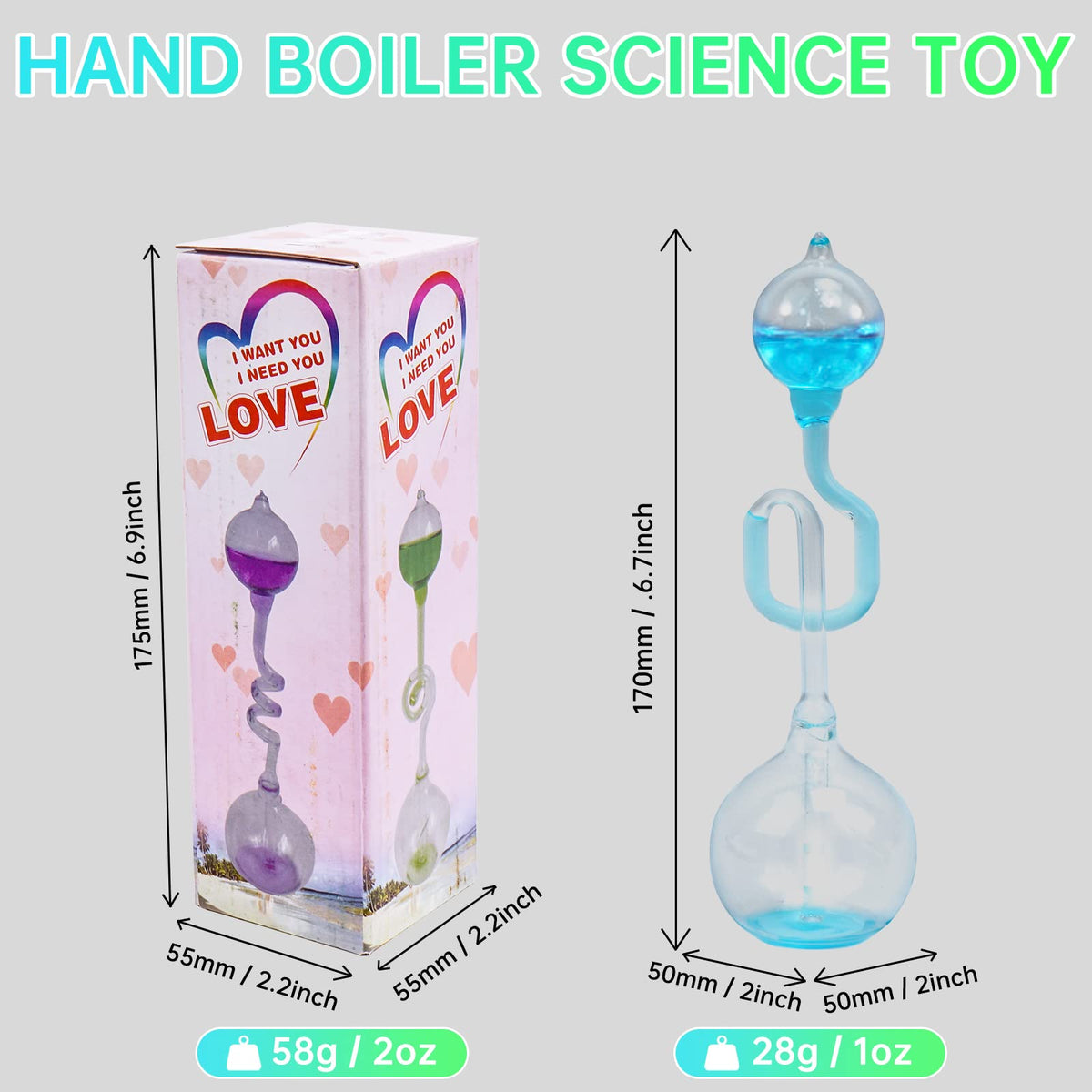 FSFHSJ glass hand boiler liquid rising clearly illustrates energy transfer.