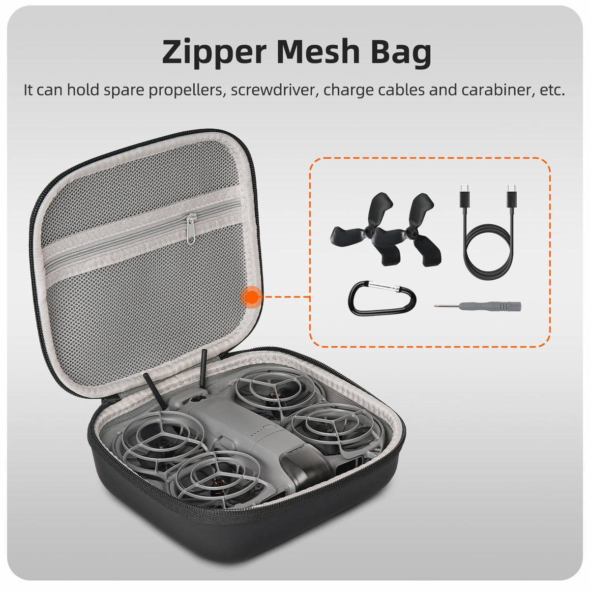 FSIDIWT DJI Neo 2 accessory pocket keeps small parts organized on trips