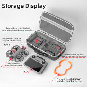 FSIDIWT Neo 2 carrying case interior organization for drone, RC2 remote, and batteries