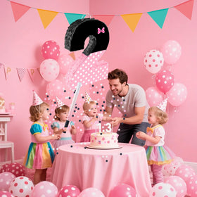 FSNJCZ pink bow pinata includes stick and pink blindfold for classic play.