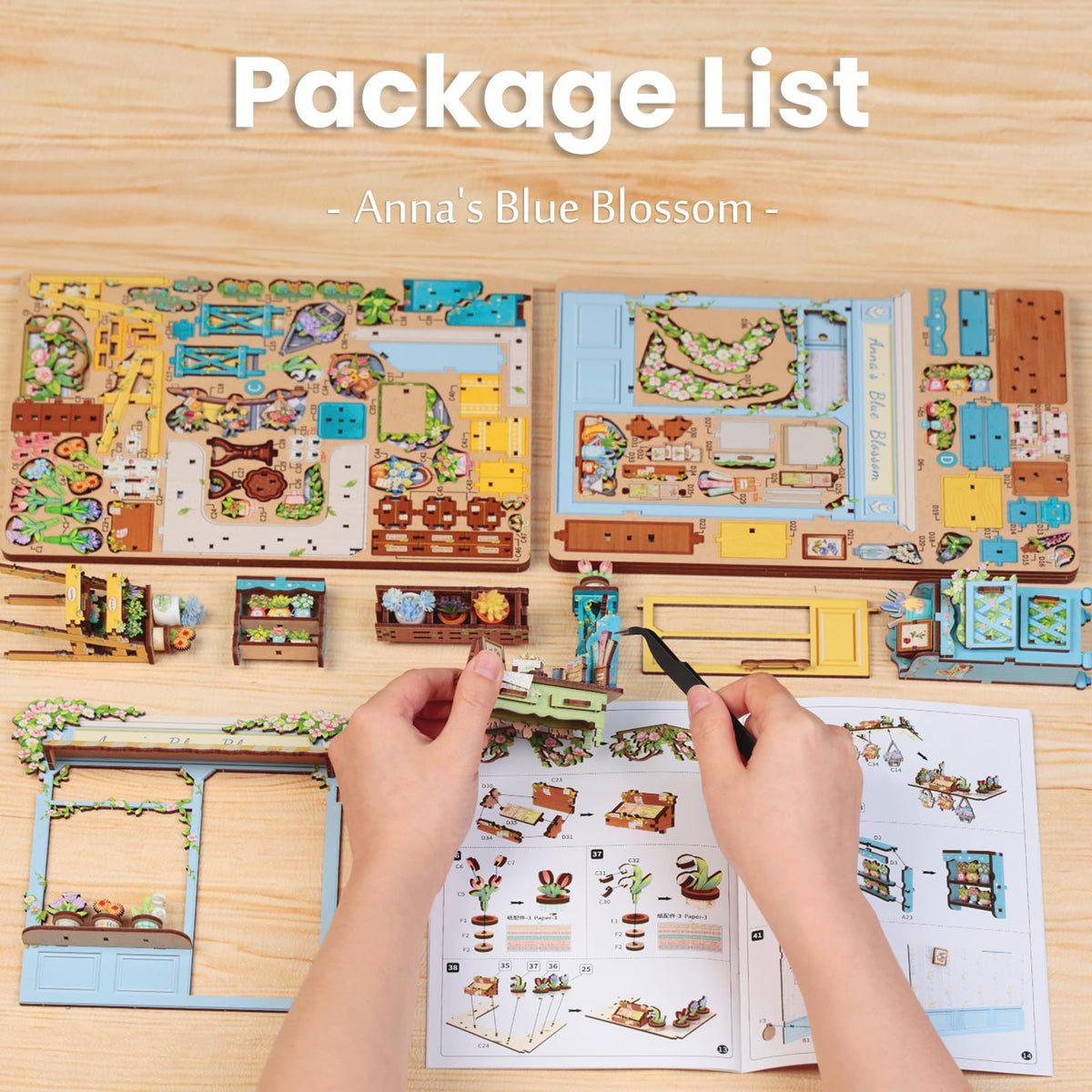 Fsolis Book Nook Kit contents and pieces highlight craft-friendly miniatures.