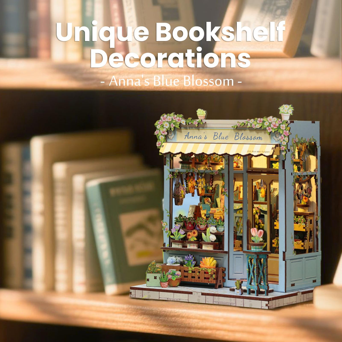 Fsolis Book Nook Kit DIY assembly process illustrating step-by-step creativity.