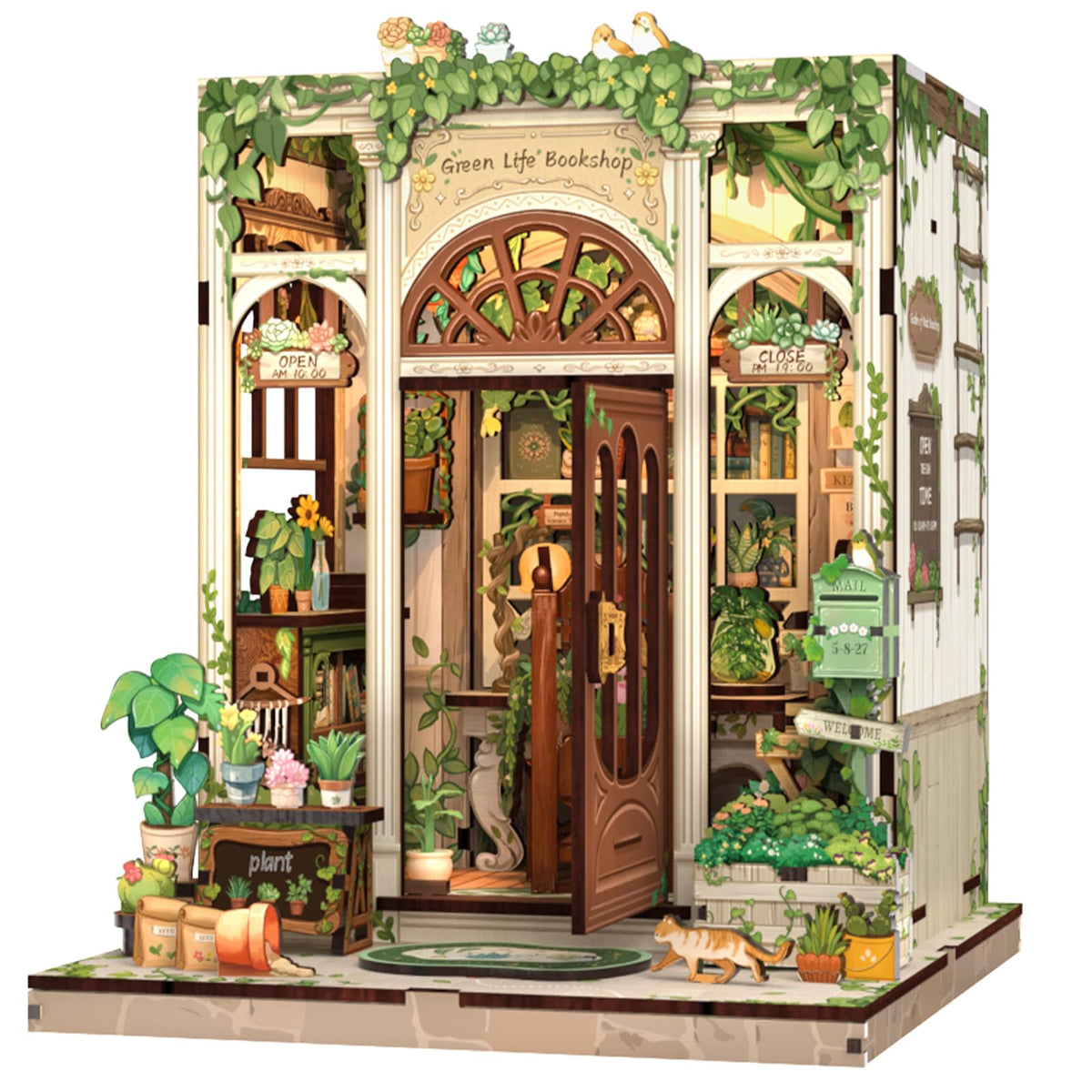 Fsolis Book Nook Kit front view on bookshelf with cozy decor.