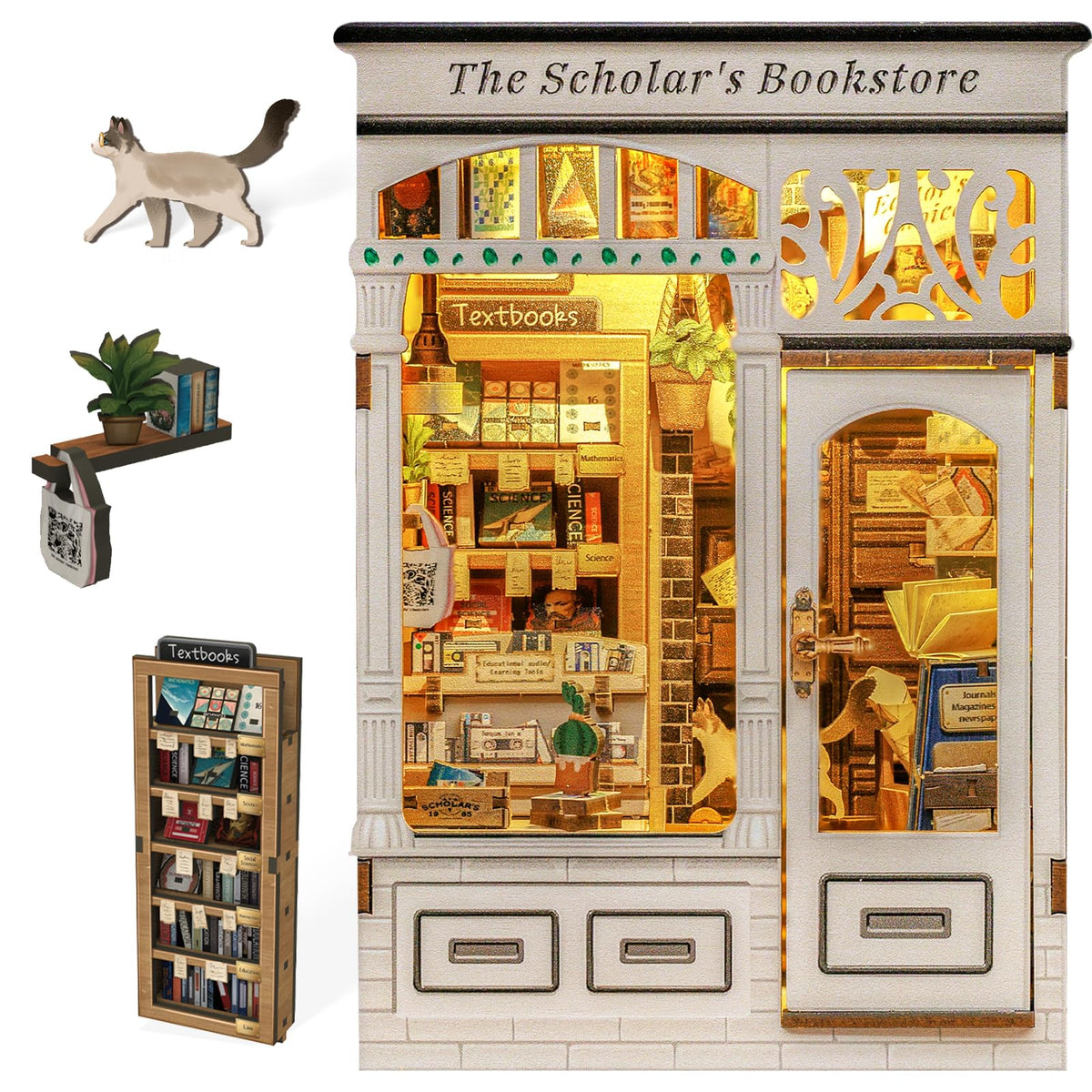 Fsolis Book Nook Kit lighted diorama on bookshelf adds cozy ambiance for readers