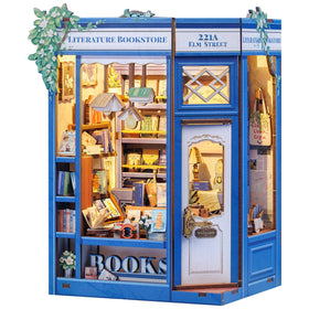 Fsolis Book Nook Kit lit storefront scene adds cozy ambiance to your shelf.