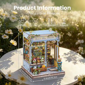 Fsolis Book Nook Kit miniature flower shop interior for charming bookcase accents.