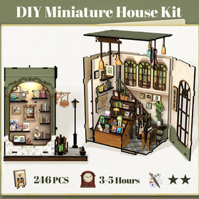 Fsolis Book Nook Kit miniature world scene adds charming shelf decor