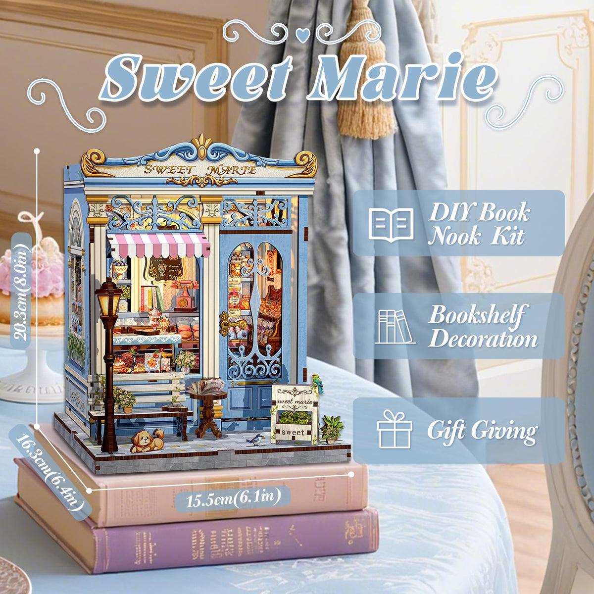 Fsolis Book Nook Kit shelf decor enhances room ambiance and spark conversations.