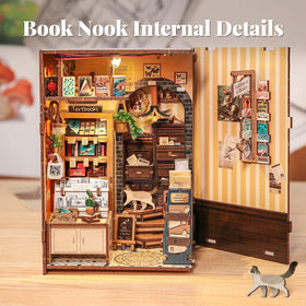 Fsolis Book Nook Kit enhances shelf decor with a tiny diorama