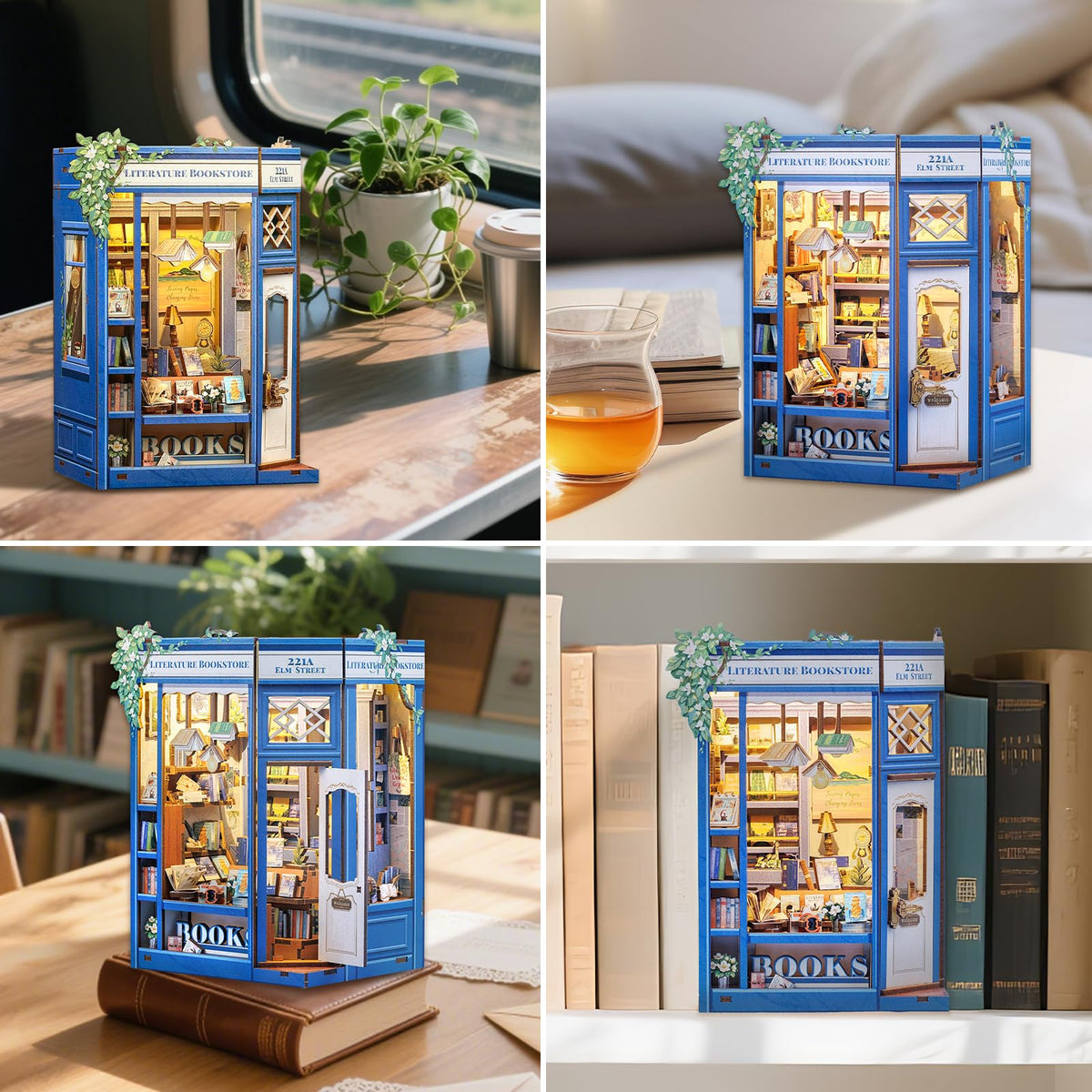 Fsolis Book Nook Kit step-by-step instructions help beginners assemble.