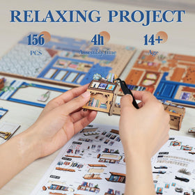 Fsolis Book Nook Kit wooden puzzle pieces invite hands-on creativity.