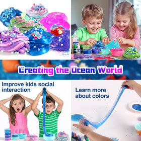 FSUTVITG Ocean Slime Kit butter slime texture showcased for satisfying stretch.