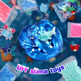 FSUTVITG Ocean Slime Kit non-sticky formula in action for mess-free play.