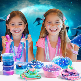 FSUTVITG Ocean Slime Kit sensory play setup invites collaborative crafting.