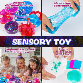 fsutvitg Unicorn Fruit Garden slime kit color palette inspires creative slime designs.
