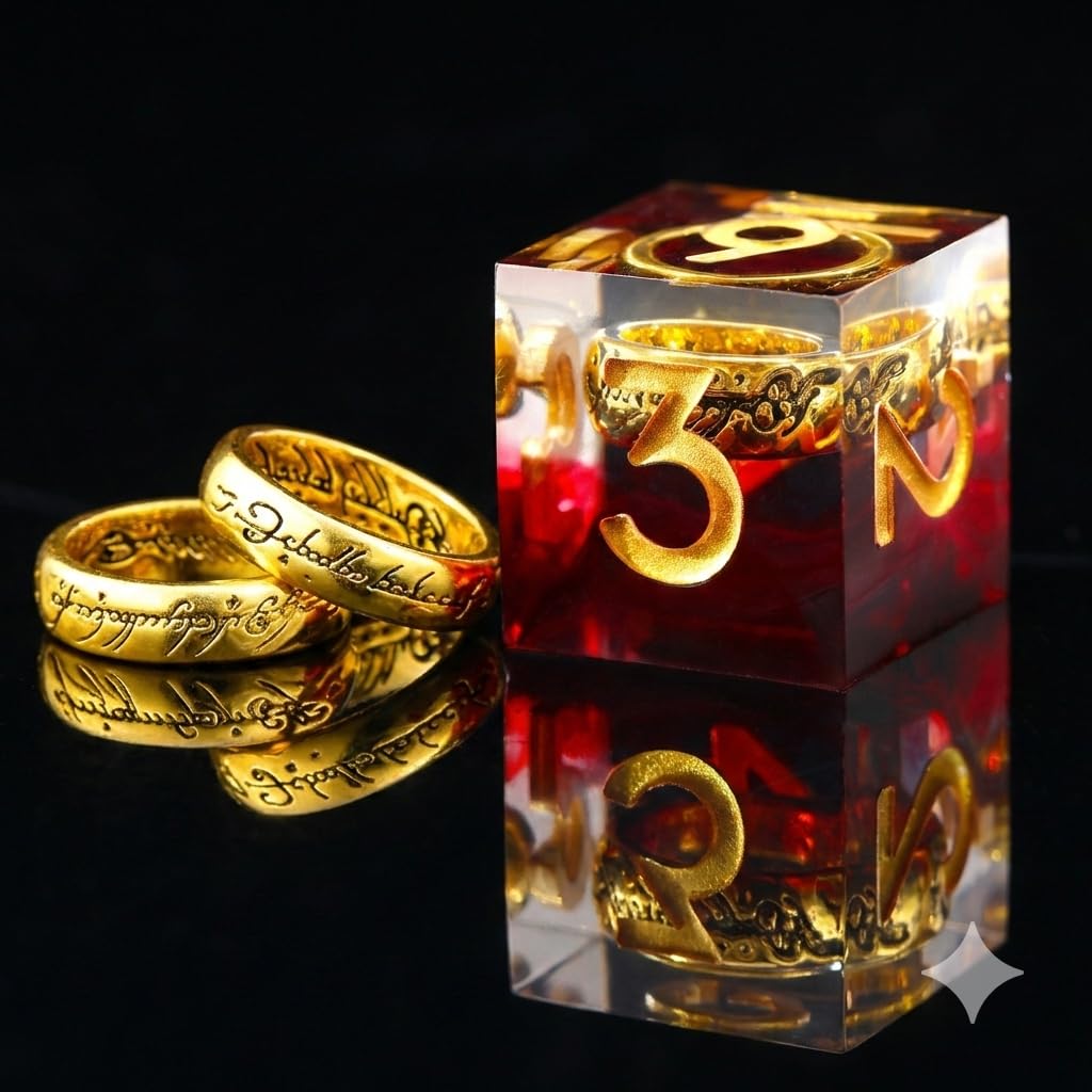 FTNNGIME red gradient dice showcase rich color depth on the table.