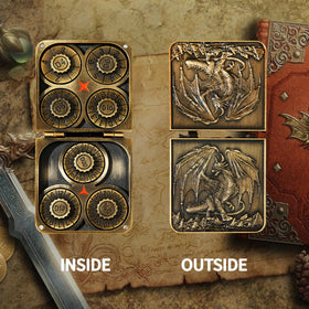 FTNNGIME 7-in-1 spinner dice with dragon motif for premium metal feel.