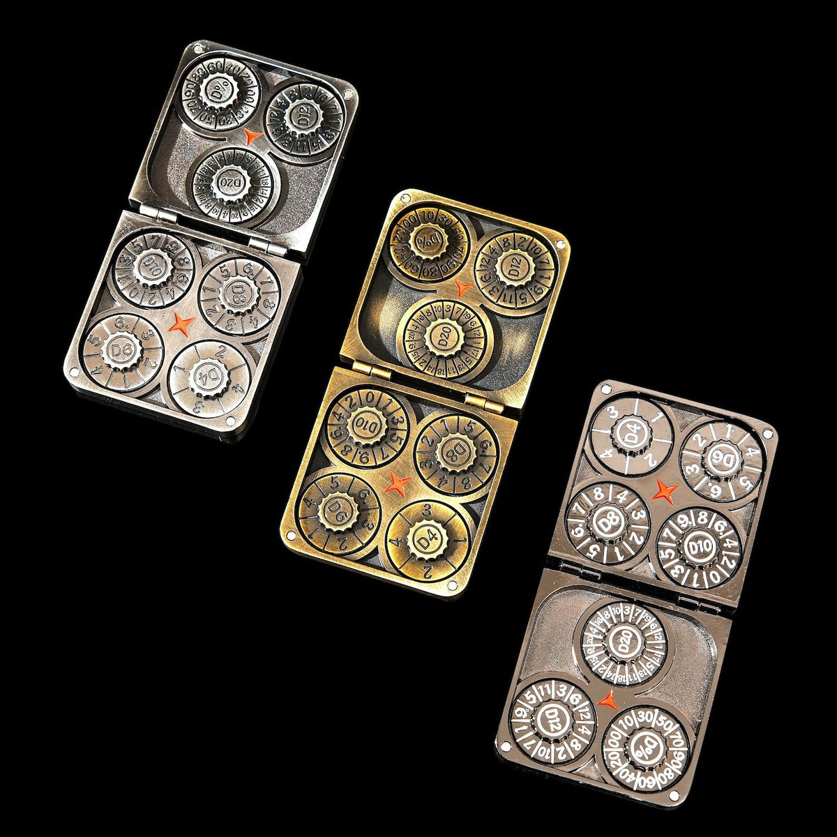 FTNNGIME dragon-design dice in gold finish elevate tabletop aesthetics.