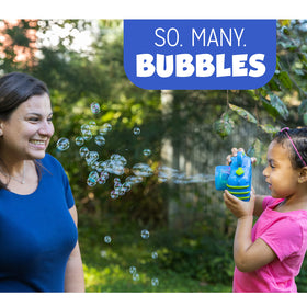 Fubbles Bubble Camera outdoors for backyard play with friends and family