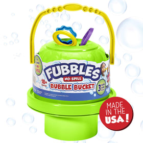 Fubbles Bubbles Big Bubble Bucket featuring a no-spill design for tidy outdoor adventures.
