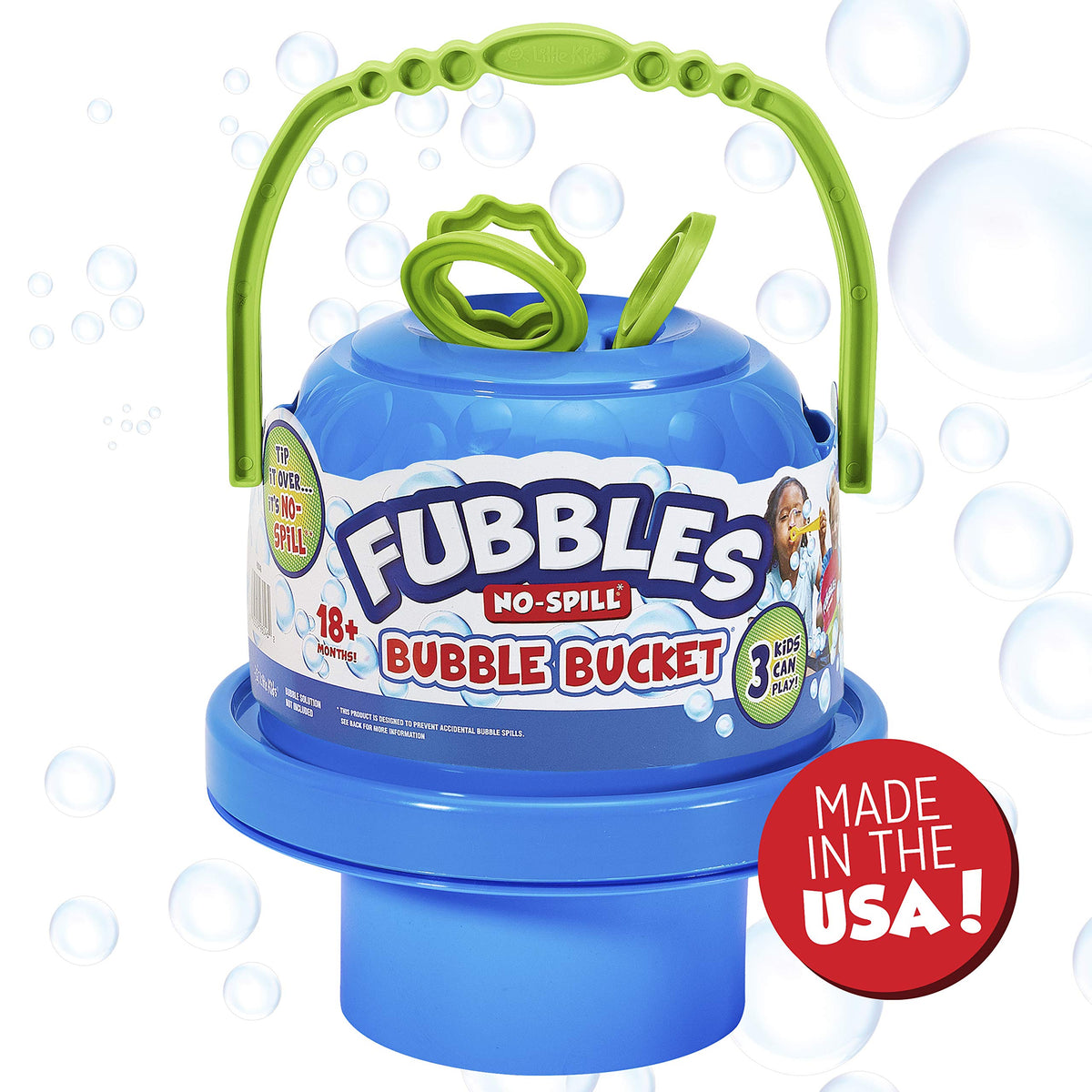 Fubbles bucket handle design for portable bubble fun