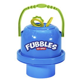 Fubbles No-Spill Bucket blue showing mess-free bubble play for kids
