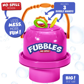 Fubbles No-Spill Bucket pink handle view enables easy carry during outdoor play.