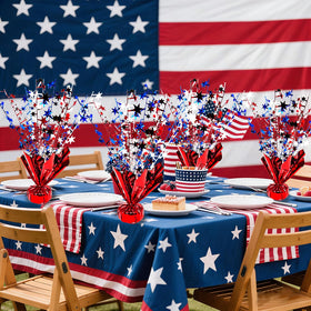 FUBININA 4th of July table decor showing red foil base for stability.