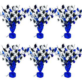 FUBININA 6-pack graduation centerpieces featuring blue, silver and black foils for festive table décor.