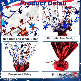 FUBININA blue white red color scheme centerpiece complements patriotic themes.