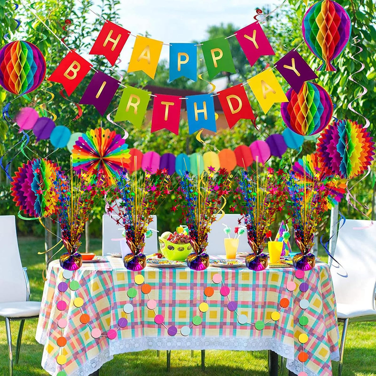 FUBININA colorful centerpiece suits Cinco de Mayo and birthday party themes.