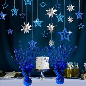 FUBININA die-cut foil pentagram stars embellish event tables.