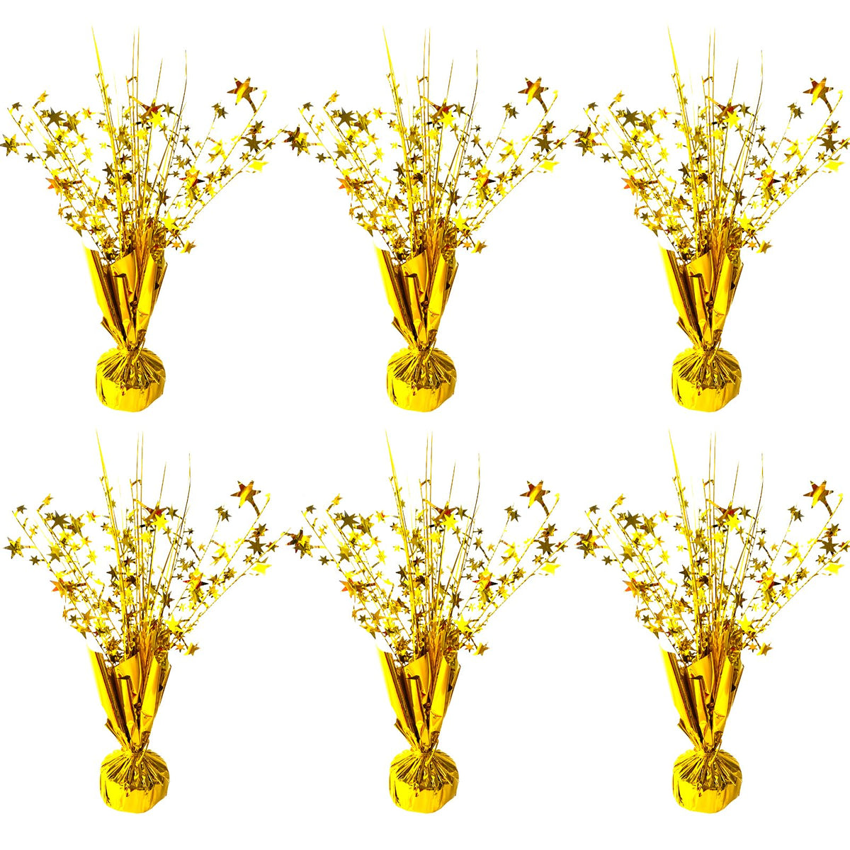 FUBININA gold star centerpiece with foil spray adds festive shine to tables.