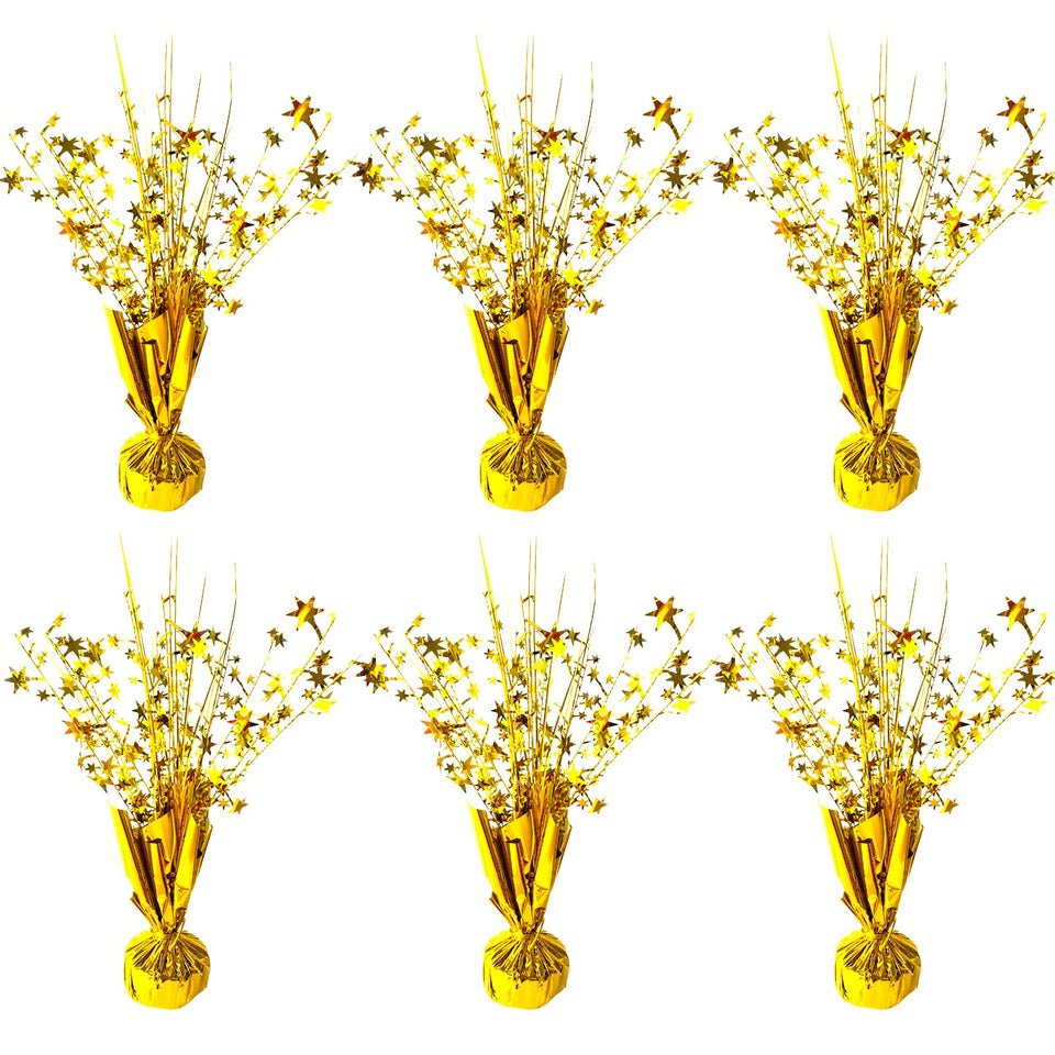 FUBININA gold star centerpiece with foil spray adds festive shine to tables.