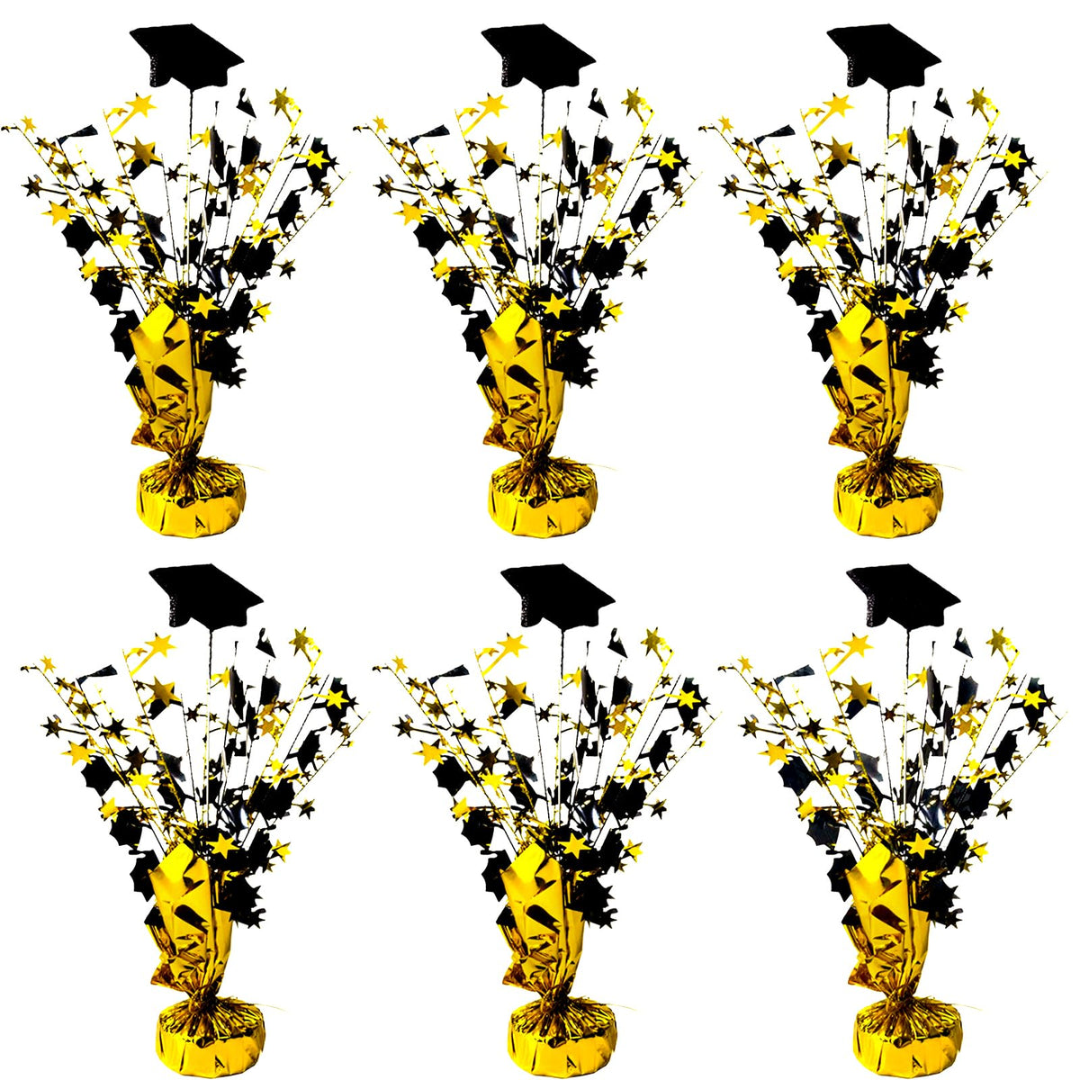 FUBININA graduation centerpiece pack with cap and stars for festive tabletops.