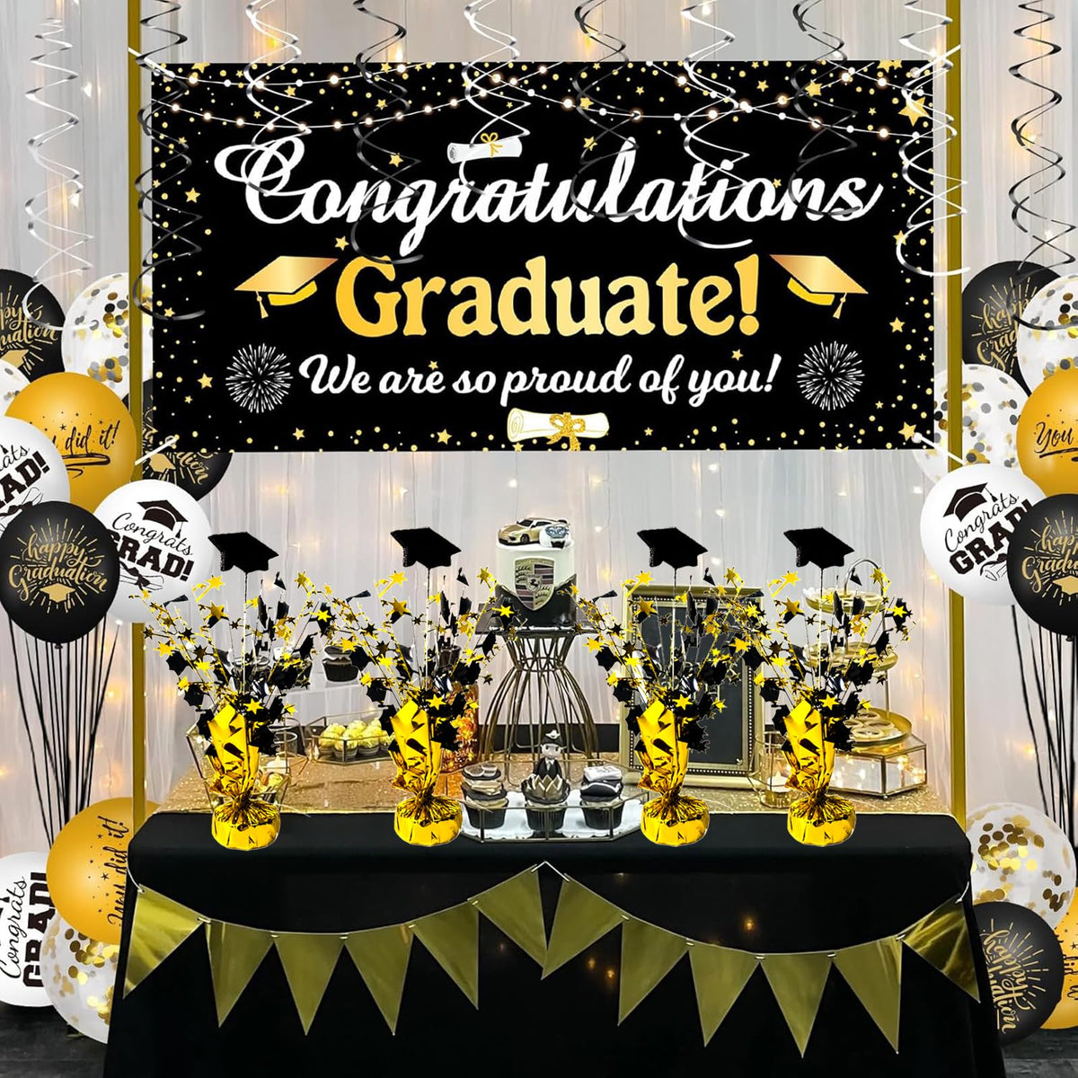 FUBININA reusable glitter centerpiece for year-after-year graduation memories.