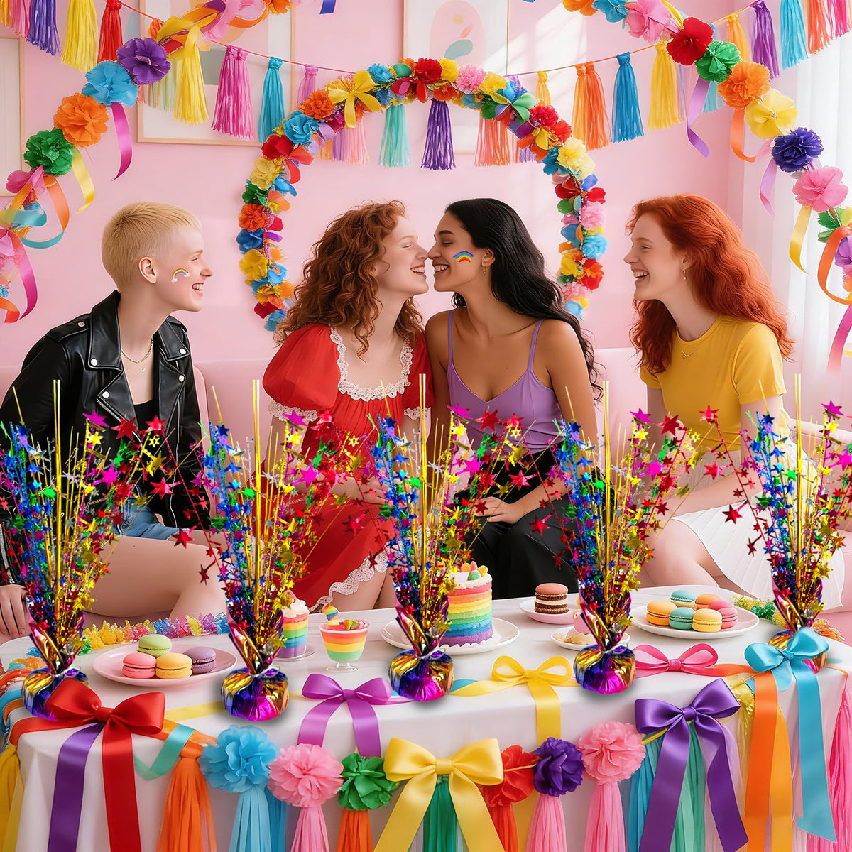 FUBININA 6-pack rainbow centerpieces elevate any festive tablescape.