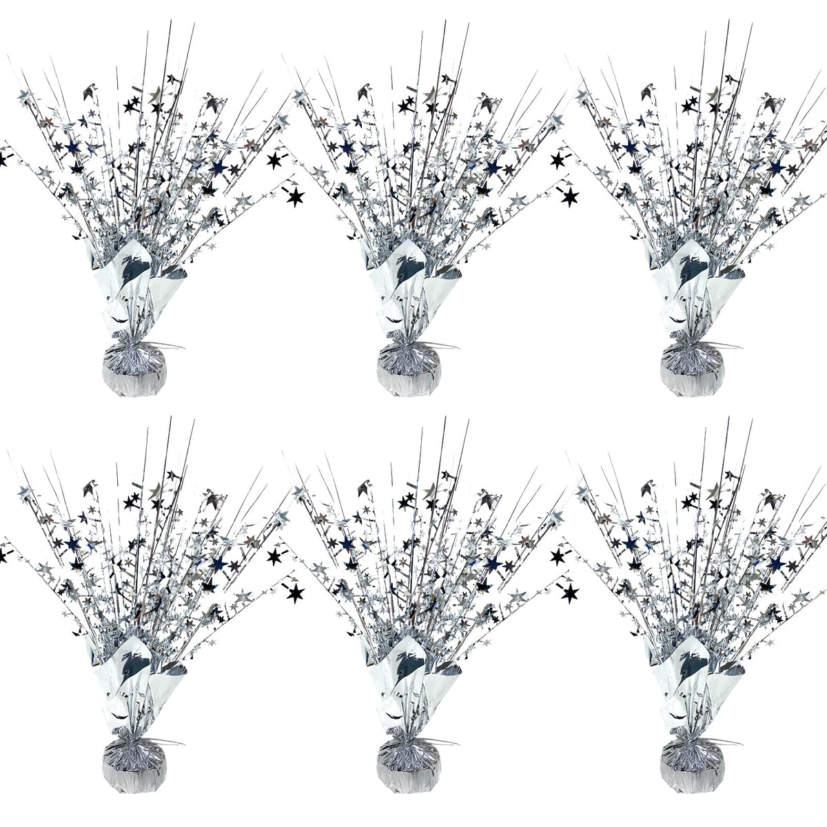 FUBININA silver star centerpiece with 12.4-inch height for dramatic table decor.