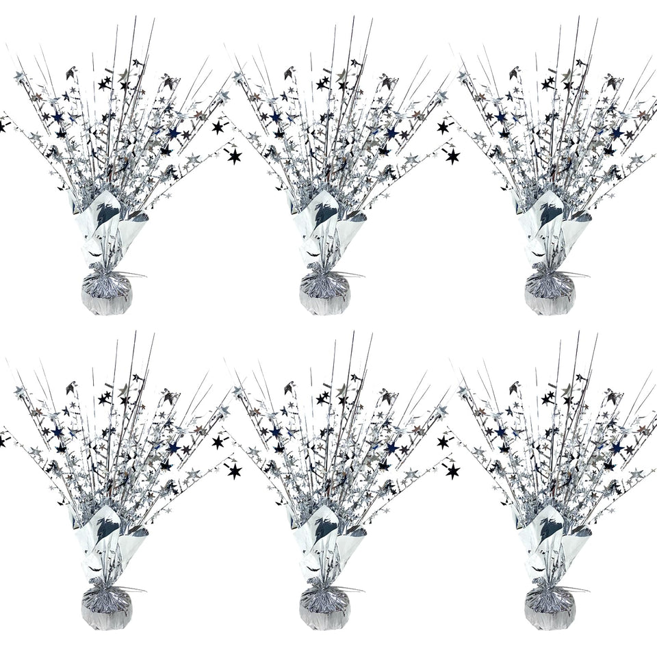 FUBININA silver star centerpiece with 12.4-inch height for dramatic table decor.