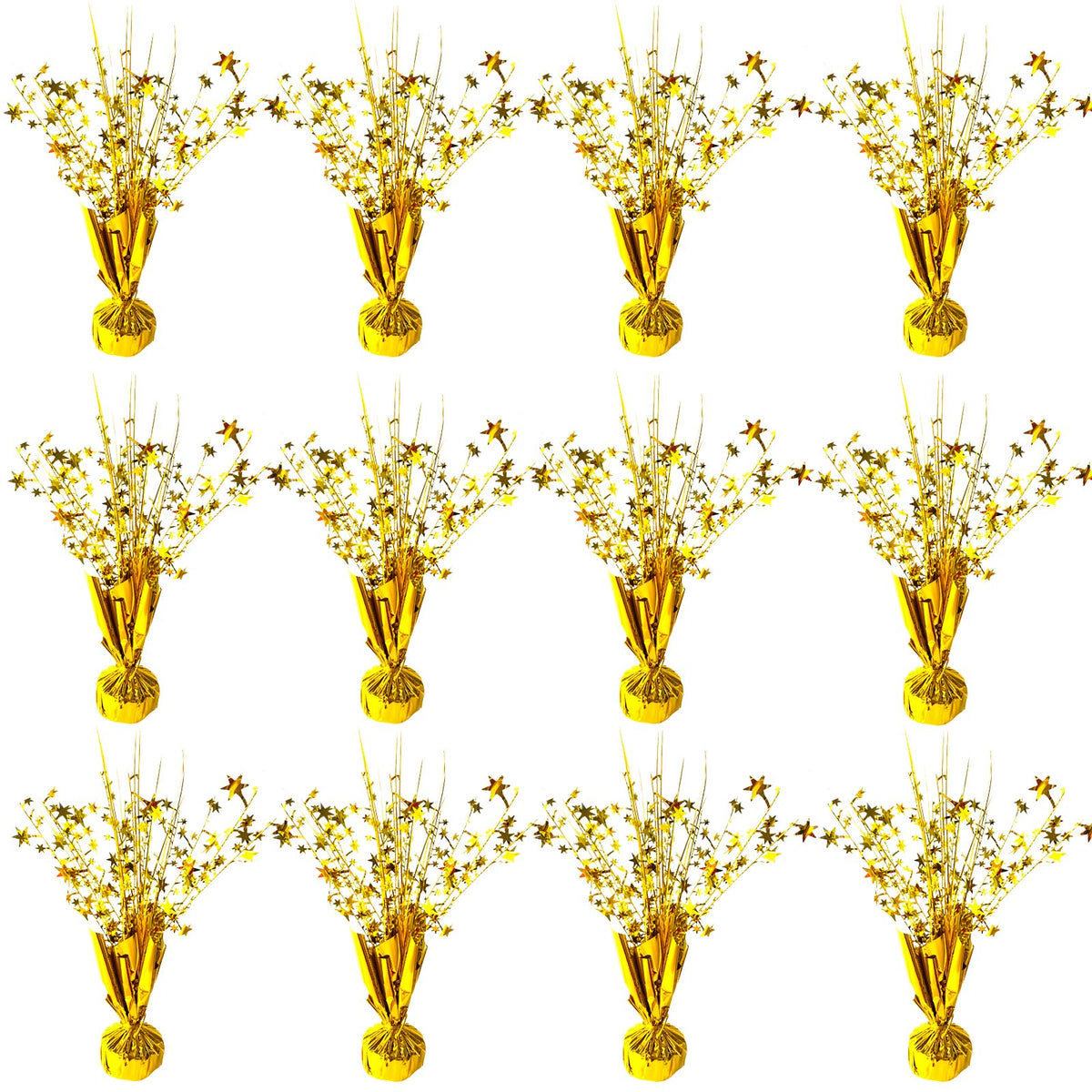 FUBININA gold star centerpiece with glittering bristles for festive table decor.