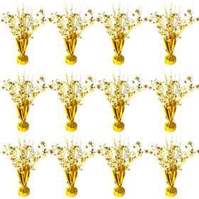 FUBININA gold star centerpiece with glittering bristles for festive table decor.