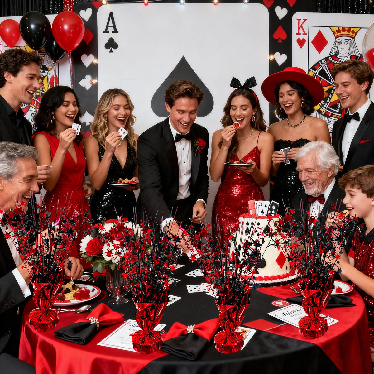 FUBININA six-pack table toppers with pentagram stars for casino